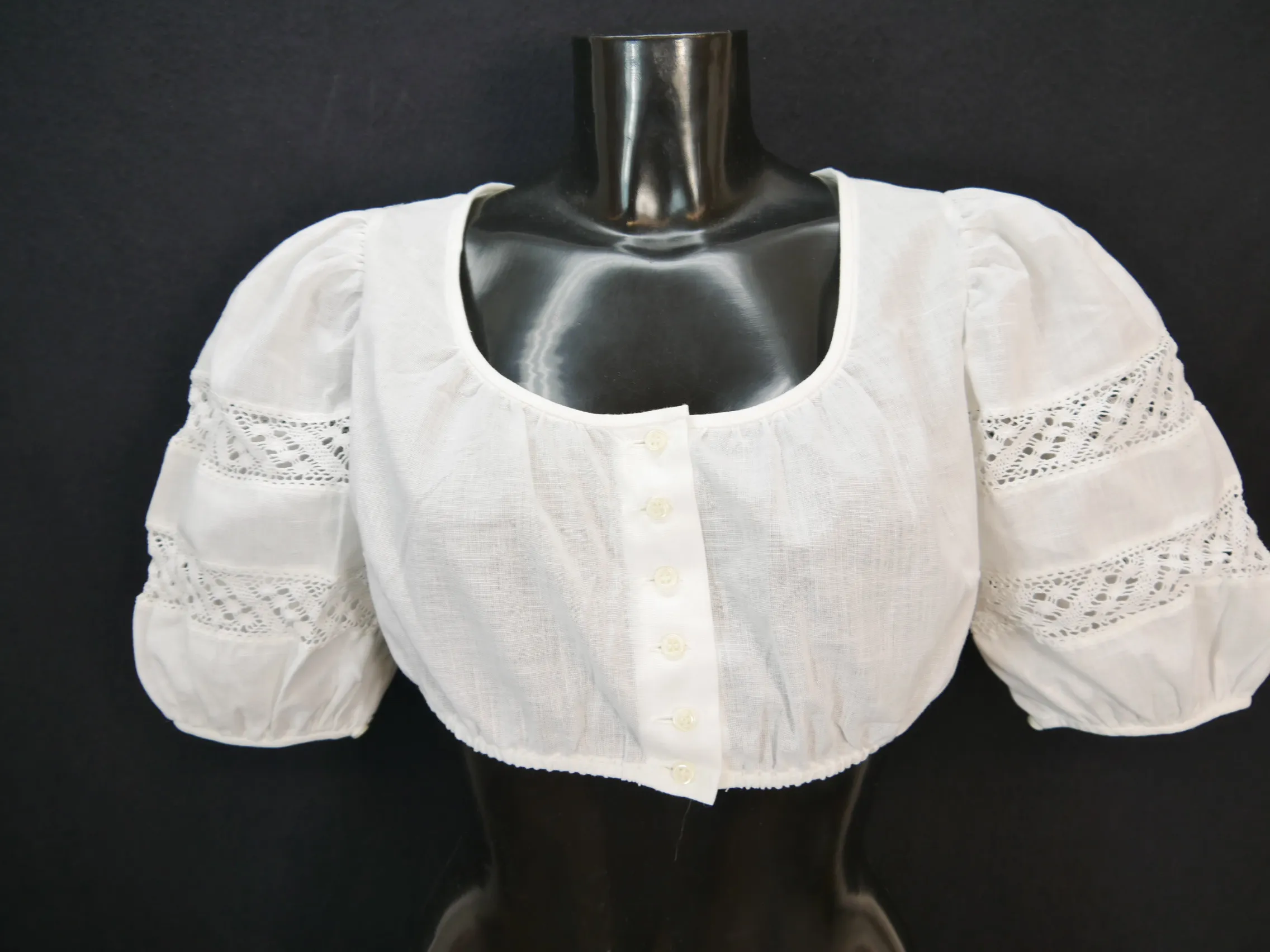 Gr.38 Dirndlbluse weiß Bluse für Dirndl Elho Baumwollmischung Spitze B9881