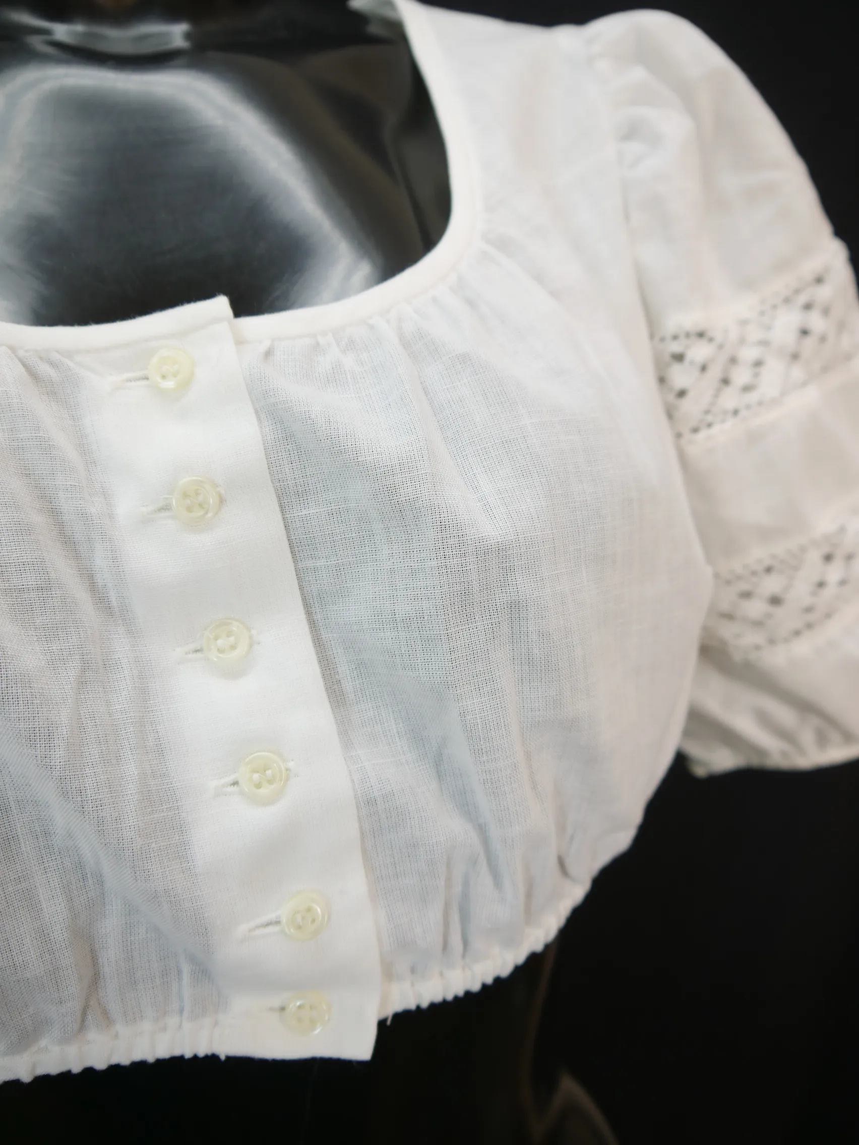 Gr.38 Dirndlbluse weiß Bluse für Dirndl Elho Baumwollmischung Spitze B9881