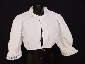 Gr.42 Dirndlbluse feine Häkelspitze an Krage und Ärmel Bluse für Dirndl B910