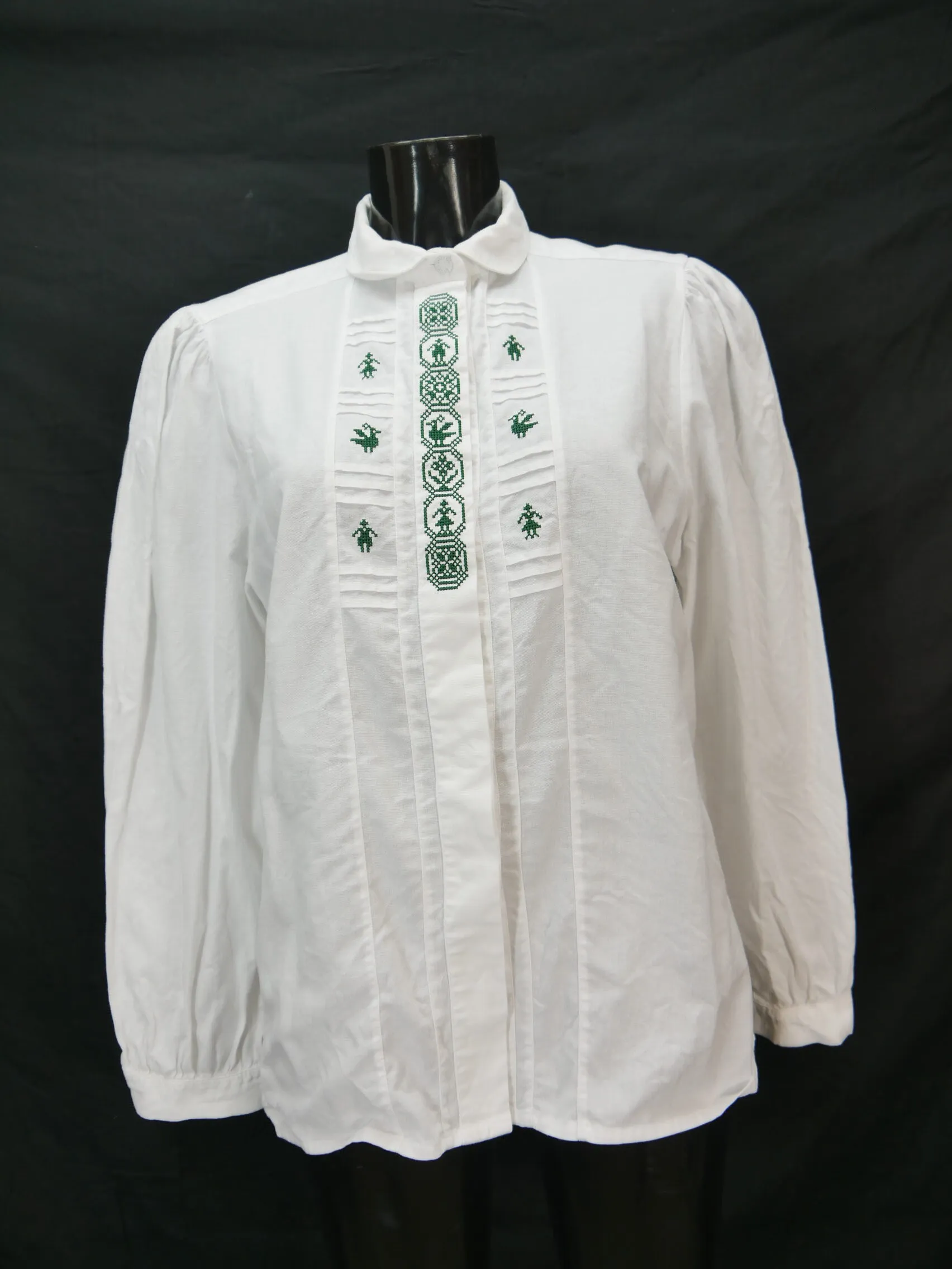 Gr.42 Trachtenbluse weiß Bluse für Dirndl Fuchs Baumwolle mit Stickerei TB8924