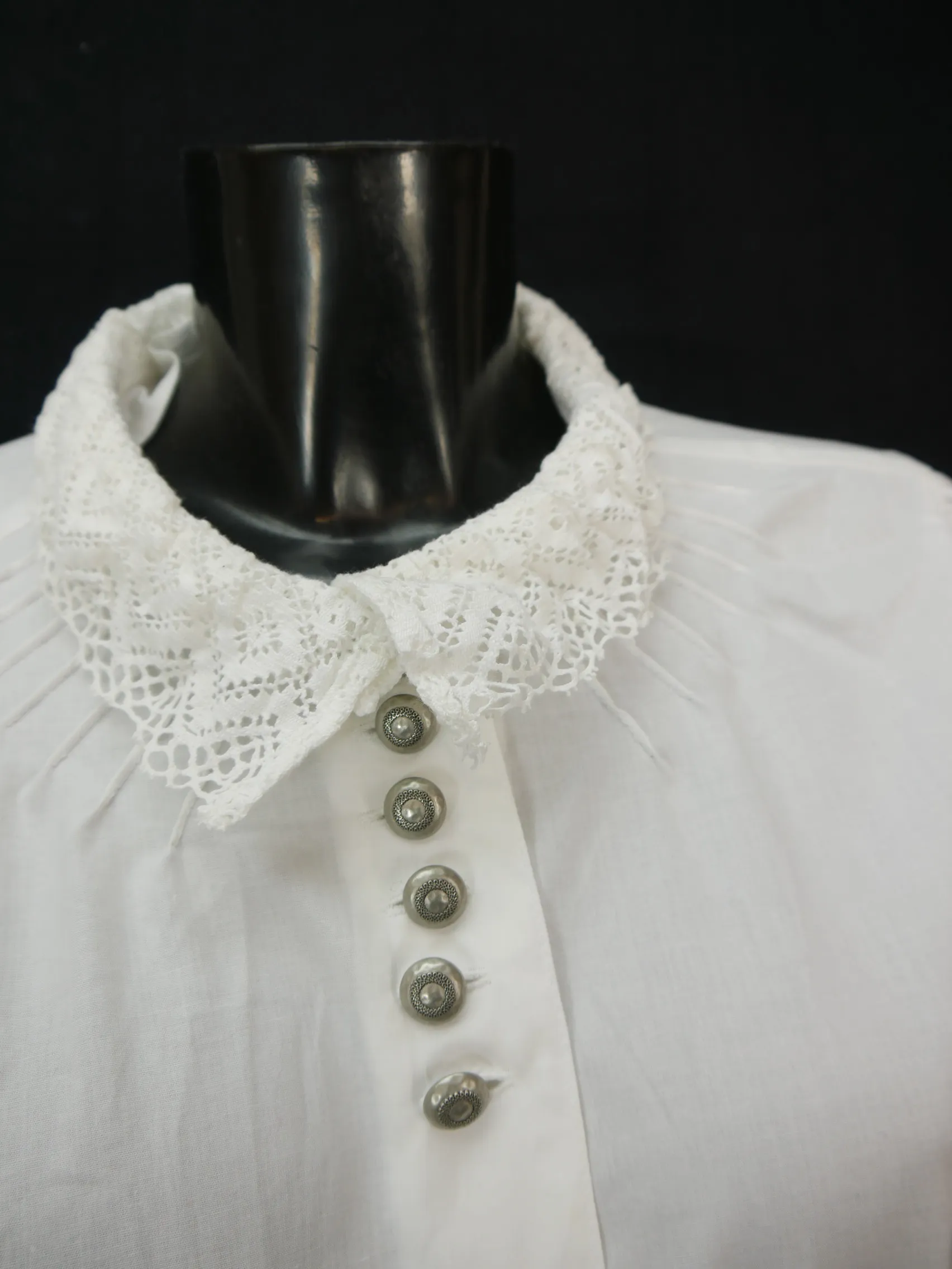 Gr.42 Trachtenbluse weiß Bluse Julius Lang Baumwolle mit Spitze TB7295