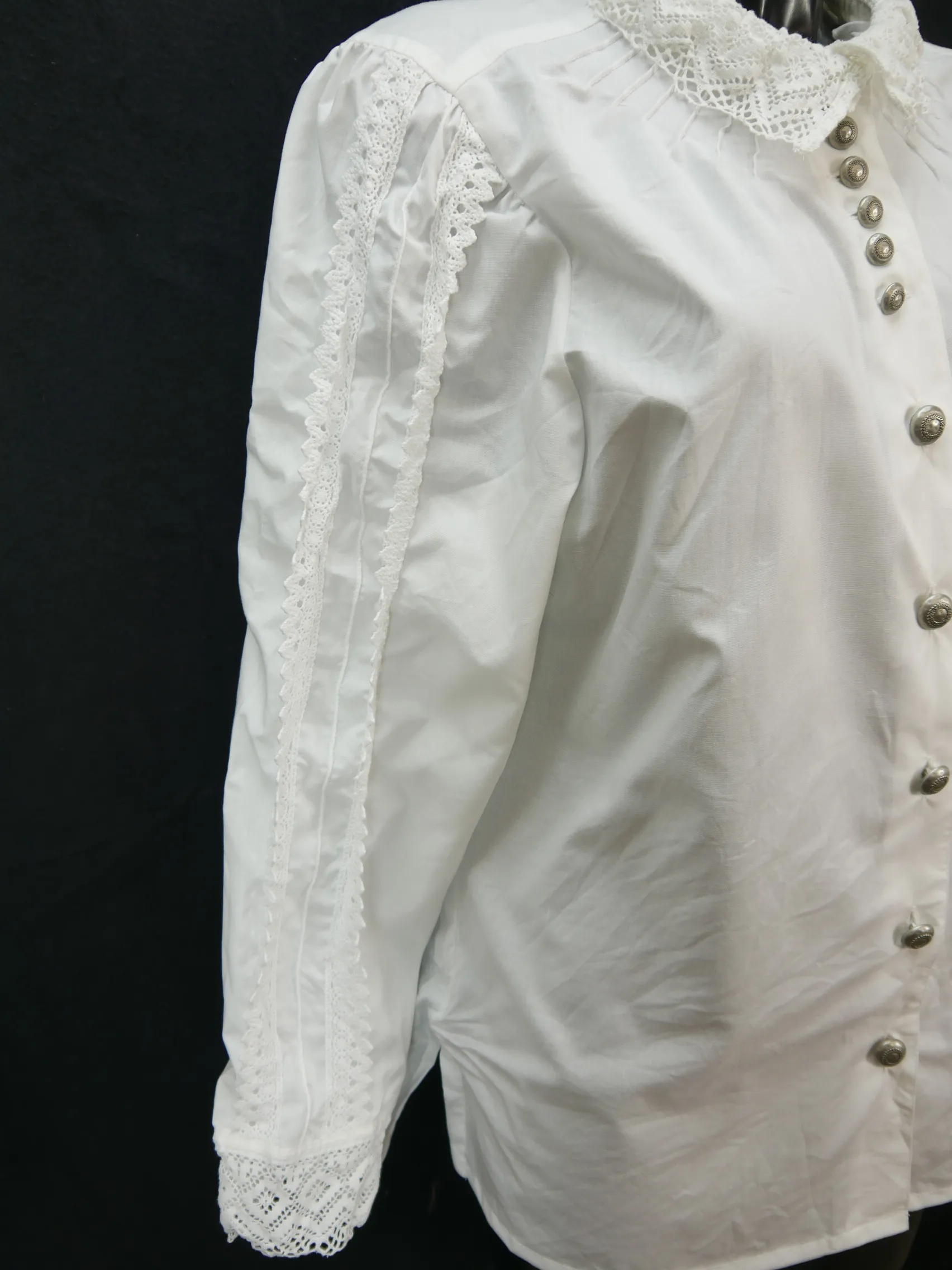 Gr.42 Trachtenbluse weiß Bluse Julius Lang Baumwolle mit Spitze TB7295