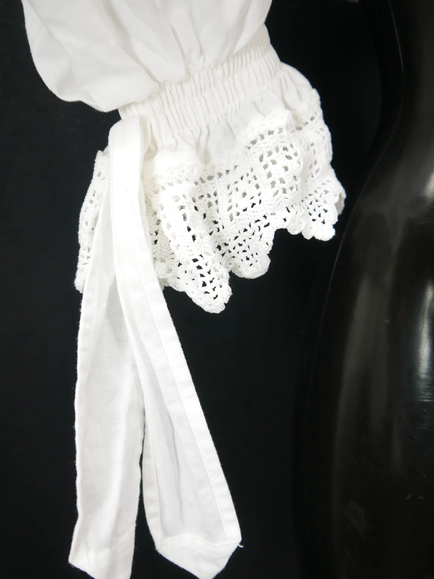 Gr.44 Dirndlbluse weiß Bluse für Dirndl Baumwolle mit Spitze B9673