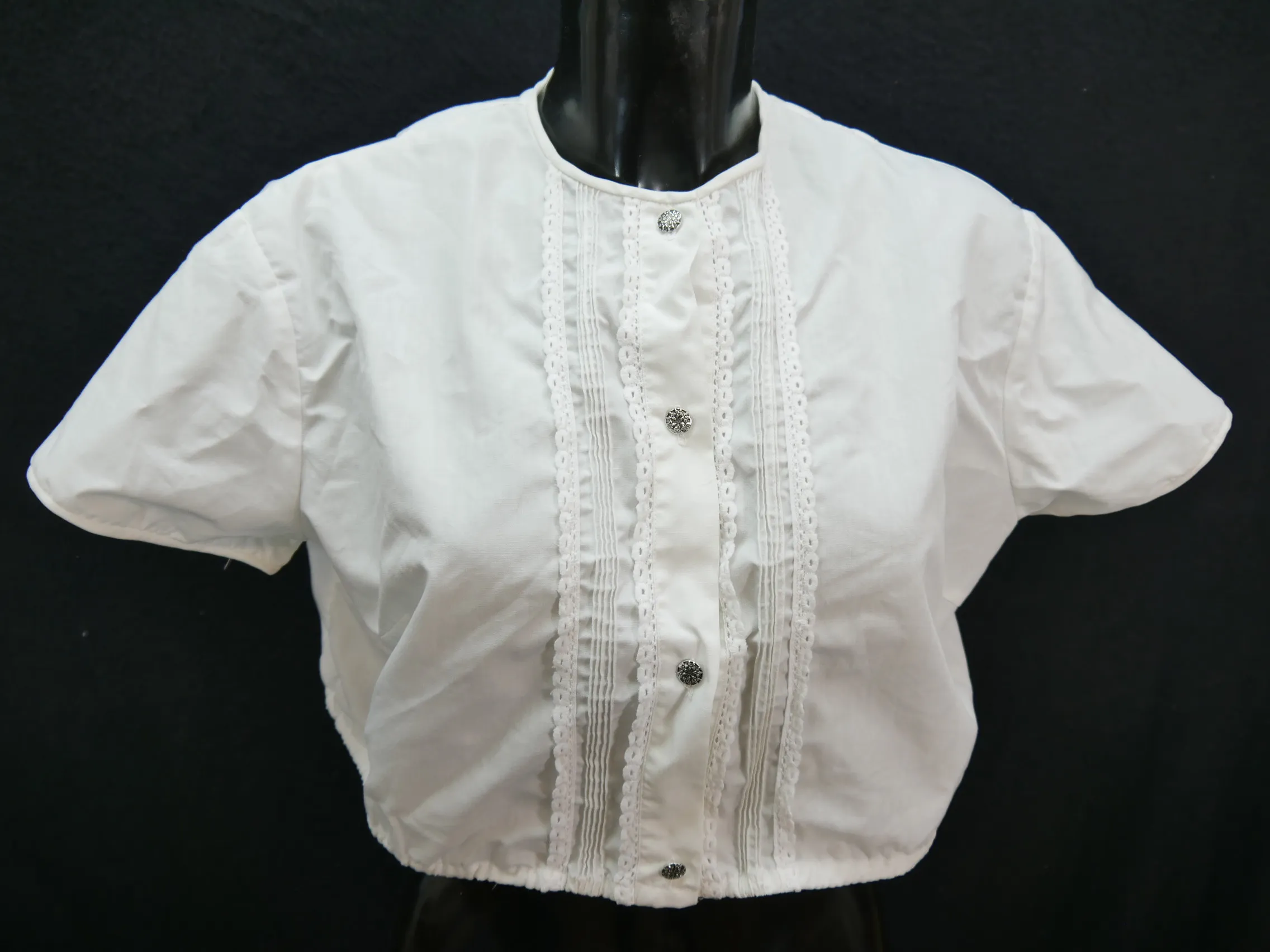 Gr.48 Dirndlbluse süße Bluse für Dirndl Baumwolle mit Spitze B9157